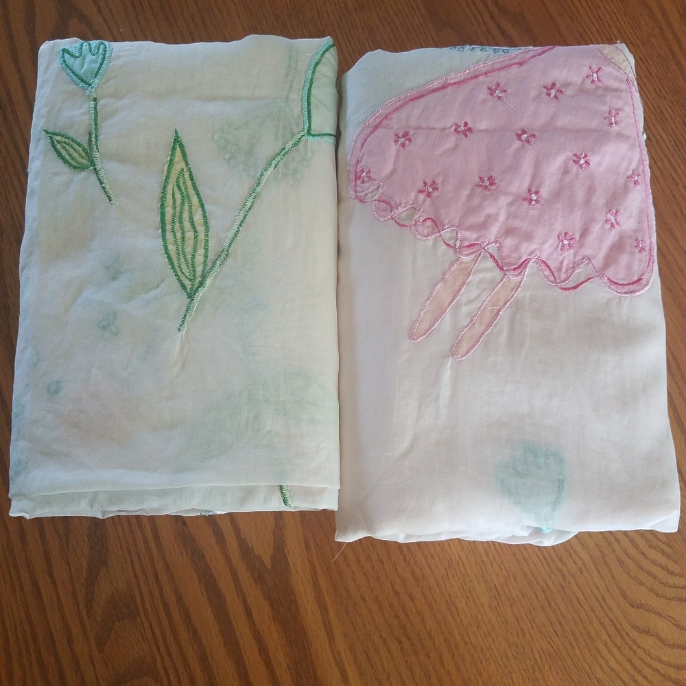 Sheer curtains Fairies & Flowers  Peach/pink